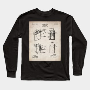 Zippo Lighter Patent - Smoking Smoker Smoke Vape Shop Art - Antique Long Sleeve T-Shirt